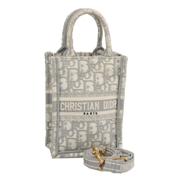 DIOR Oblique Vertical Book Tote Tote Bag Canvas Gray - Picture 1 of 12